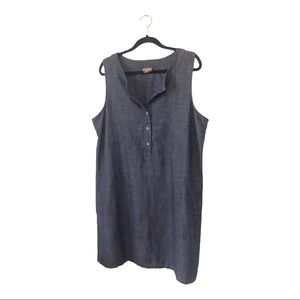 J Jill sleeveless 1/2 button linen dress sz XL